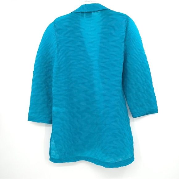 Chico's Travel Collection Textured Shirt Jacket Sz 0 Small Teal Blue Like New - Picture 12 of 17
